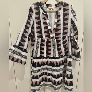 Mazik Aztec print flared sleeve tunic dress